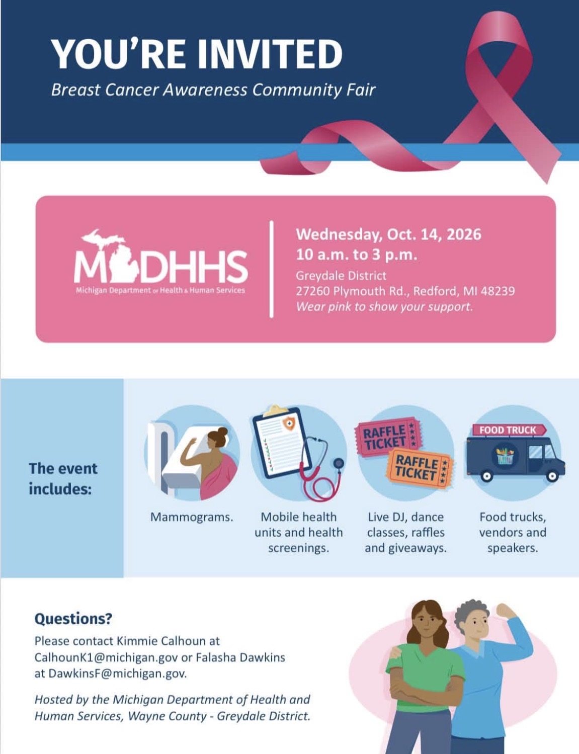 Breast Cancer Awareness Community Fair — Wednesday, Oct. 14, 2026, Greydale District, Redford, Michigan